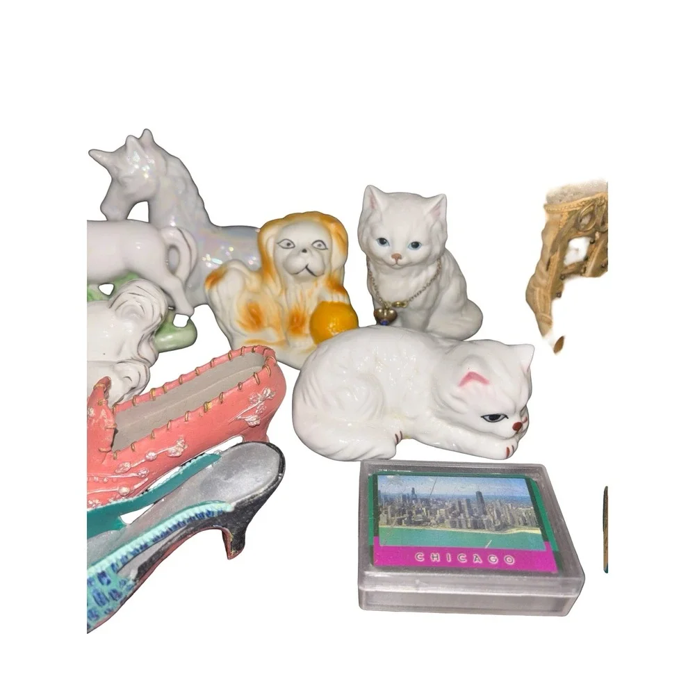 Vintage Modern Trinket Lot Ceramic Animals Glass Figurines Souvenir Cards 25pc - Picture 5 of 7
